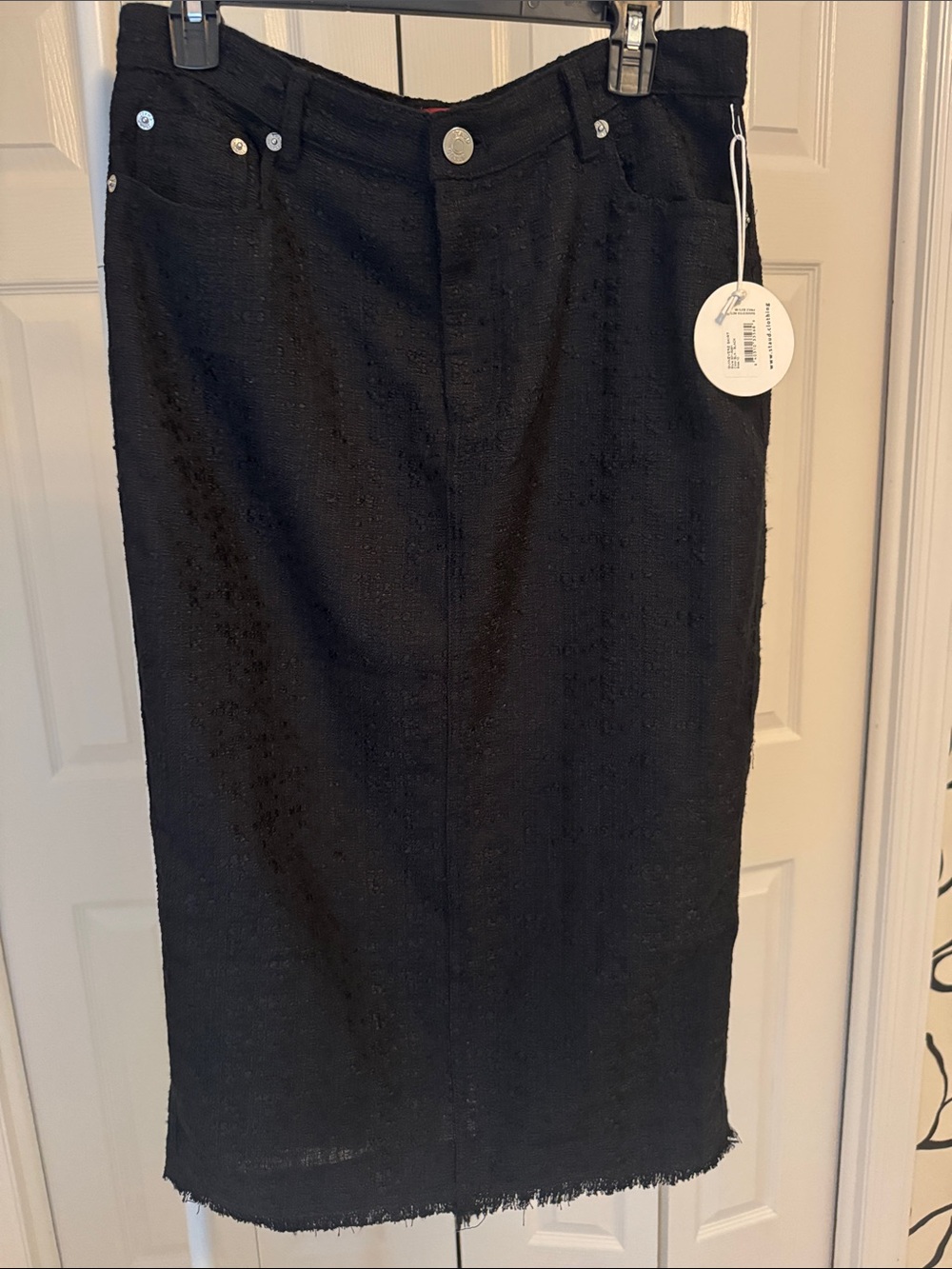 STAUD Black Tweed Pencil Skirt
